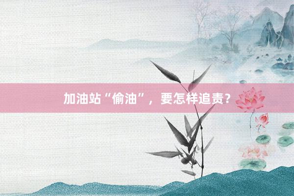 加油站“偷油”，要怎样追责？