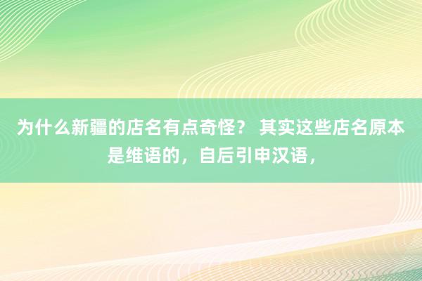 为什么新疆的店名有点奇怪？ 其实这些店名原本是维语的，自后引申汉语，