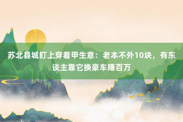 苏北县城盯上穿着甲生意：老本不外10块，有东谈主靠它换豪车赚百万